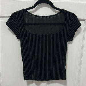 Chic Black Striped Crop Top (reversible)